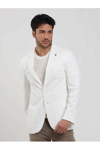Dufy Ekru Erkek Slim Fit Düz Mono Yaka Casual Ceket - 104444-ekru Ekru