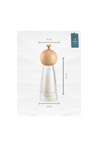 Chacha Home Luxury Bamboox Akrilik Tuz Ve Karabiber Değirmeni Baharat Öğütücü Şeffaf Lüx Gold Detaylı Küçük Boy