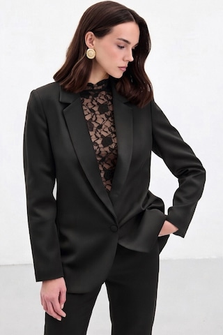 Sateen Düğmeli Klasik Ceket - Siyah-136876 Siyah