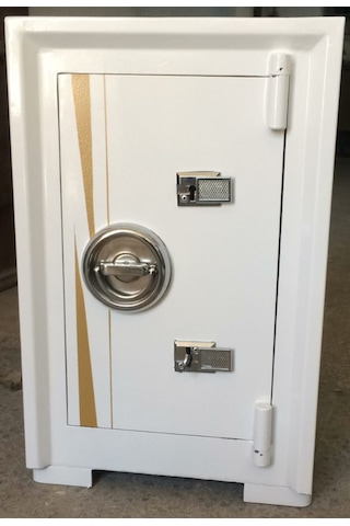 Çelik Para Kasası 65 Cm Beyaz Gold Çızgılı Şi Freli