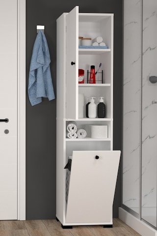 Atlas No.1 3 Raflı Sepetli Banyo Dolabı Beyaz