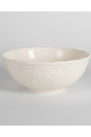6 Kişilik Kabartma Desen Lisa Çorba Kasesi 13cm Krem Rengi