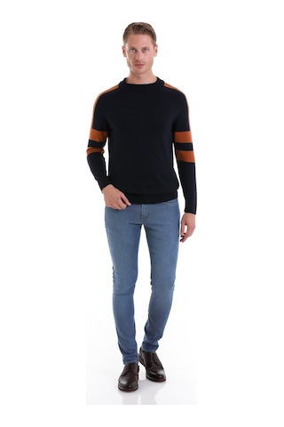 Hatemoğlu Lacivert Comfort Fit Düz Pamuklu Yarım Balıkçı Yaka Casual Triko Lacivert