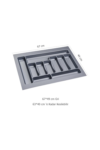 Çekmece İçi Kaşıklık ve Kepçelik Set 67 x 49 cm Gri