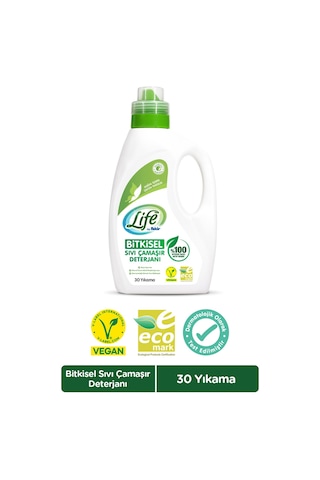 Life By Fakir %100 Bitkisel Vegan Sıvı Çamaşır Deterjanı Renkliler ve Beyazlar için 30 Yıkama 1500 ML