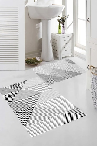 Eliana Home Dijital Baskı 2'li Banyo Paspas Takımı Lna5-sd540 100x60 Ve 60x50 Cm Gri