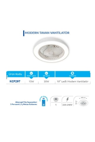 Vanti Kcf298 15w 20 Ledli Modern Tavan Vantilatörü