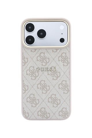 Apple iPhone Uyumlu 18 Pro Max Kılıf Guess Lisanslı M-safe C-magnet 4g Desenli Yazı Logolu Kapak Pembe