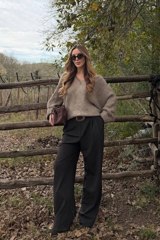 Vizon Kayık Yaka Kazak - 4338 Vizon