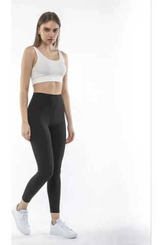 Supplierby Yüksek Bel Sporcu Düz Tayt - Siyah Siyah
