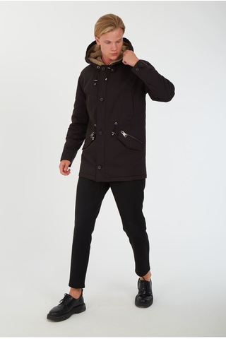 Sposo 1737 Su Itici Ve Rüzgar Geçirmez Kapşonlu Siyah Erkek Kaban Siyah