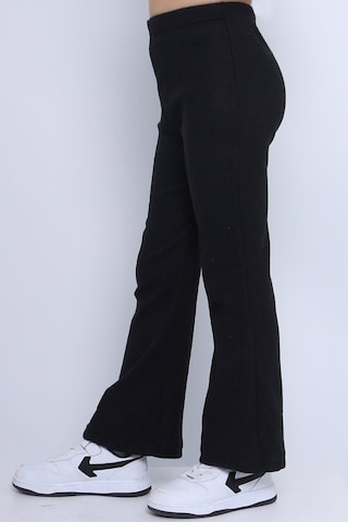 Kız Çocuk Triko Tayt İspanyol Paça D2 Siyah