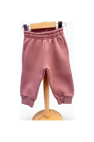 Kız Bebek İçi Şardonlu Kalın Eşofman Alt-15455 Gül Kurusu