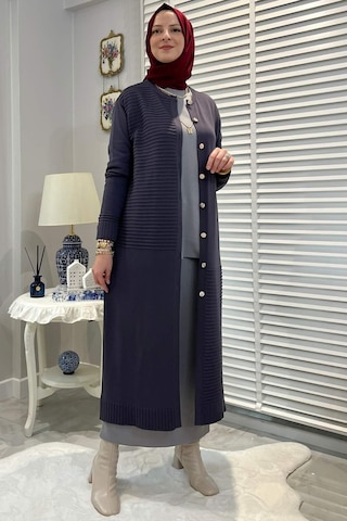 Manolya Antrasit Triko Hırka Çok Renkli