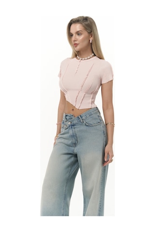 Mai Collection Mai Studios Co. Norris Asimetrik Pembe Crop Pembe