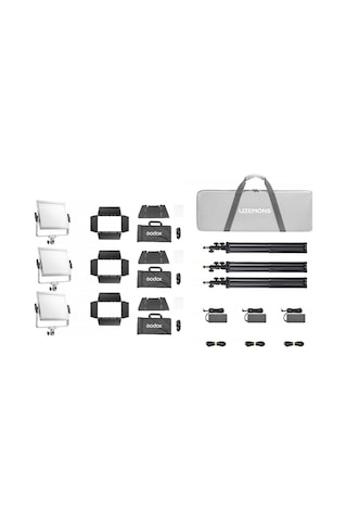 Godox - Lp600r K3 Rgb 3'lü Softboxlı Panel Led Işık Kiti Fdca28007