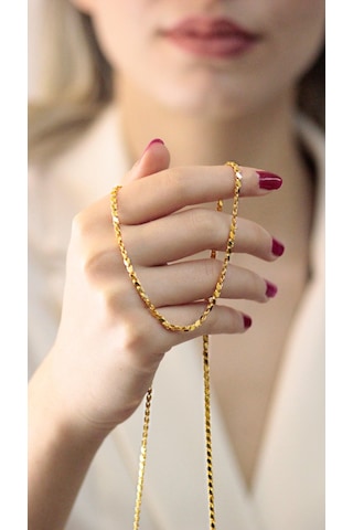 Diamine 14 Ayar Altın Halep Pullu Zincir Kolye