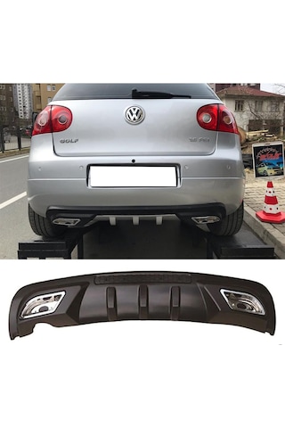 Vw Golf Mk5 Uyumlu Difüzör Difizör Siyah + Kare Egzoz Görünüm C Tip 2003-2009