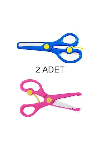 Nistabolje 2 Adet Çocuk Makası Küt Uçlu Yaylı Plastik Korumalı Okul Makası