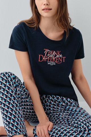 Pierre Cardin 9157 Modal Pamuk Cepli Kısa Kol Kadın Pijama Takımı Lacivert