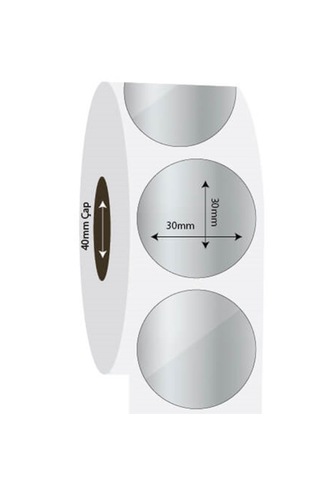 Aysan Etiket Boş Yapışkanlı Gümüş Metalize Barkod Etiketi 30mm Çap 1