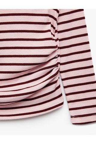 Koton Kaşkorse Bisiklet Yaka Slim Fit Uzun Kollu Çizgili Tişört Pembe Çizgili 7wkg10563ak