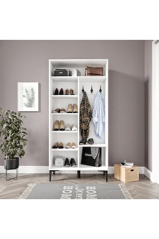 Massimo White Kapaklı,raflı Portmanto/ayakkabılık %100mdf