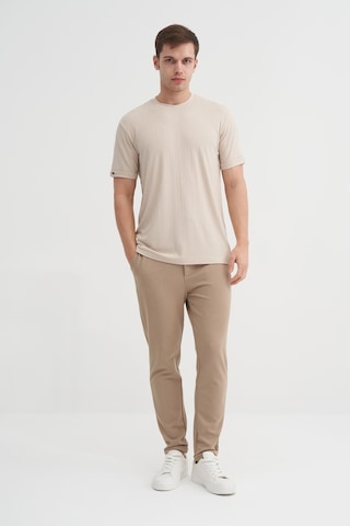 Cazador Bisiklet Yaka Dokulu Erkek T-shirt 42530 Bej Bej