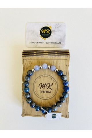Mk Tasarım Gerçek Lapis Lazuli Mor Kuvars Taşı Bileklik Mk.011.002 Çok Renkli