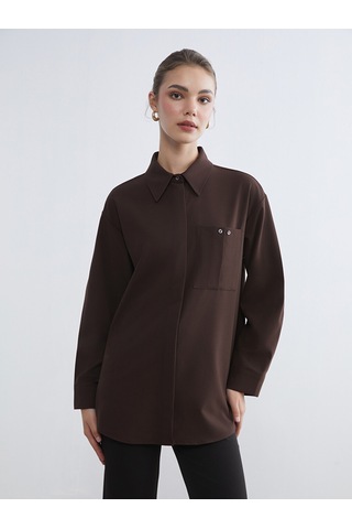 Lcw Modest Kahverengi Loose Fit Kadın Gömlek Tunik