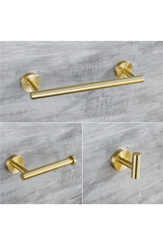 Novahub 304 Paslanmaz Çelik 5'li Set Banyo Havlu Askısı - Siyah, Modern Askılık Siyah