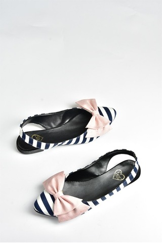 Fox Shoes Lacivert/beyaz/pudra Kadın Babet D726774404 Lacivert