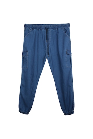 Erkek Büyük Beden 100-156 Kilo Arası İçin Uygun Kargo Cepli Jogger Kot Pantolon Mavi