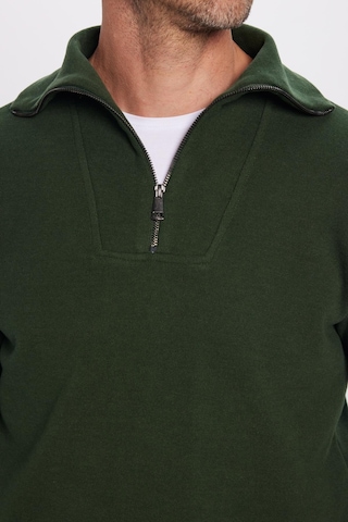 Tudors Unisex Relax Fit Rahat Kesim Fitilli Desenli Pamuklu Yarım Fermuarlı Yeşil Dik Yaka Sweatshirt-31990 Yeşil
