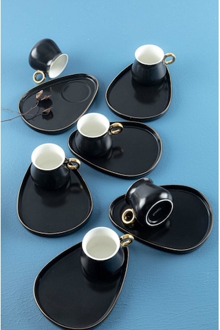 Arow Porselen Siyah Kahve Takımı Tr-1603