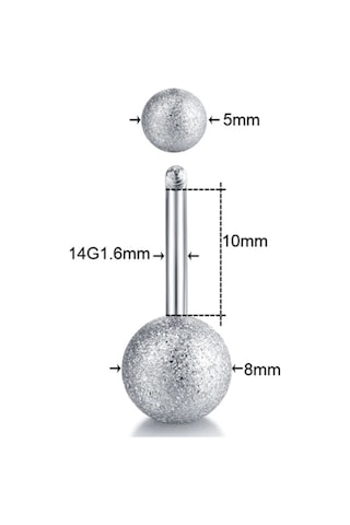 Gümüş Renk 8Mm Top Uçlu Çelik Muz Göbek Piercing P455A