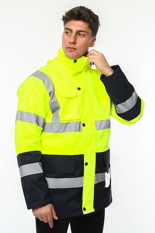 Uniprom İş Kabanı Parka Su Ve Rüzgar Geçirmez Rain Safety Model Membranlı Neon Sarı Erkek Neon Sarı