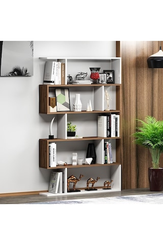 Core-s Kitaplık - Beyaz / Ceviz