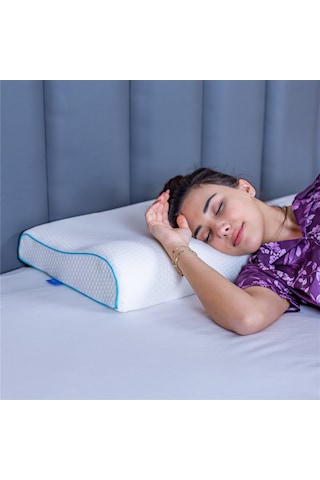 SimpleThePillow Boyun Destekli Visco Yastık Boyun Fıtığı Boyun Düzleşmesi Boyun Ağrısı İçin Ortopedik Boyun Yastığı 45*31*10*7