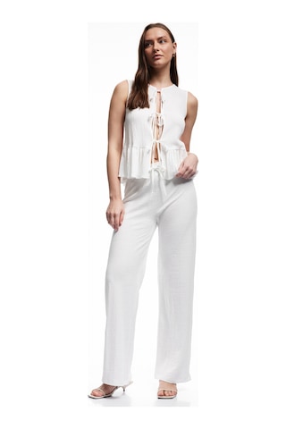 Koton Bisiklet Yaka Fiyonklu Önden Bağlamalı Kolsuz Peplum Bluz Ekru 5sak60176ew Ekru