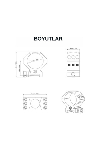 Vector Optics X-accu 34mm/22mm Picattiny Alçak Dürbün Montaj Halkaları - Sctm-52