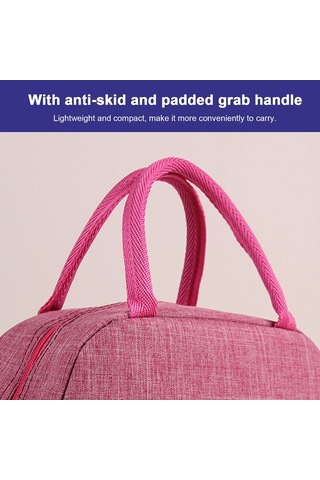 Aubyhe Piknik Ve Öğle Yemeği İçin Isı Ve Soğuk Saklama Çantası - Oxford Kumaş, Alüminyum Folyo - Pembe Diğer