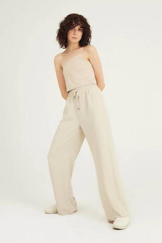 Quzu Beli Lastikli Bol Paça Taş Kadın Pantolon 70858 Taş