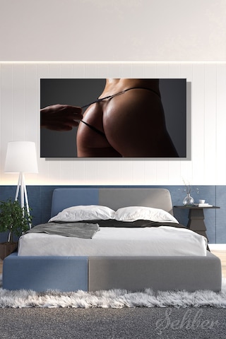 Siyah Tangalı Nü Kadın Model Fotoğrafı Dekoratif Yatay Kanvas Tablo Tekli Ev Kafe Ofis 3241