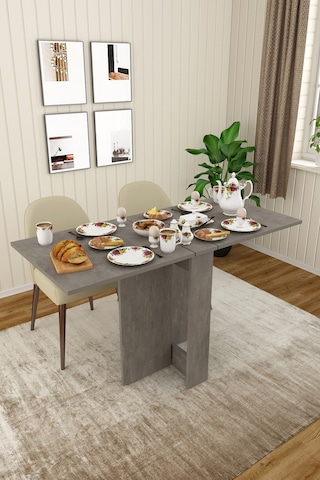 Asra Trend Ultra İnce Katlanır Mutfak Yemek Masası KM32 %100 MDF Gri