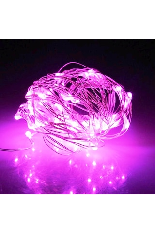 Yılbaşı Çam Ağacı Işığı 10 Metre Pembe Led Işık Pembe Pilli Led Işık Micro Parlak Canlı Led Işıklı