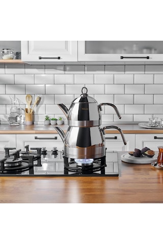 Hisar Orion İndüksiyon Tabanlı Midi Çelik Çaydanlık Inox