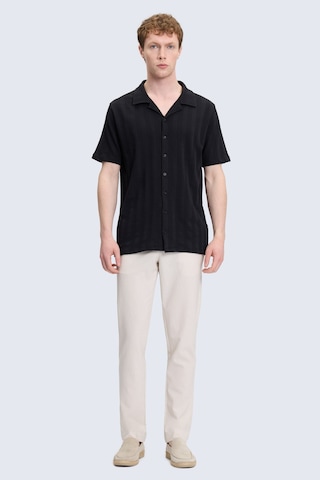 Hatemoğlu Siyah Regular Fit Apaş Yaka 100% Pamuk Casual Gömlek