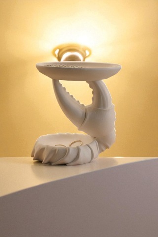 Oxyteez Yengeç Figürlü Dekoratif Sunumluk Beyaz Renk Reçine Tasarım Ev Ve Ofis Dekorasyonu