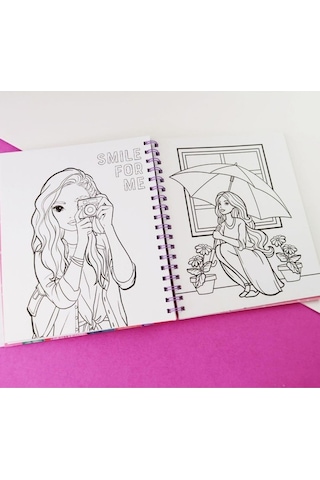 Pop Girl Moda Tasarım Ve Çıkartmalı Boyama Kitabı - Çocuklar İçin Eğlenceli Aktivite Çok Renkli